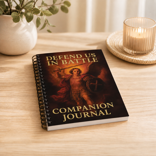 defend-us-companion-journal — flat table mockup