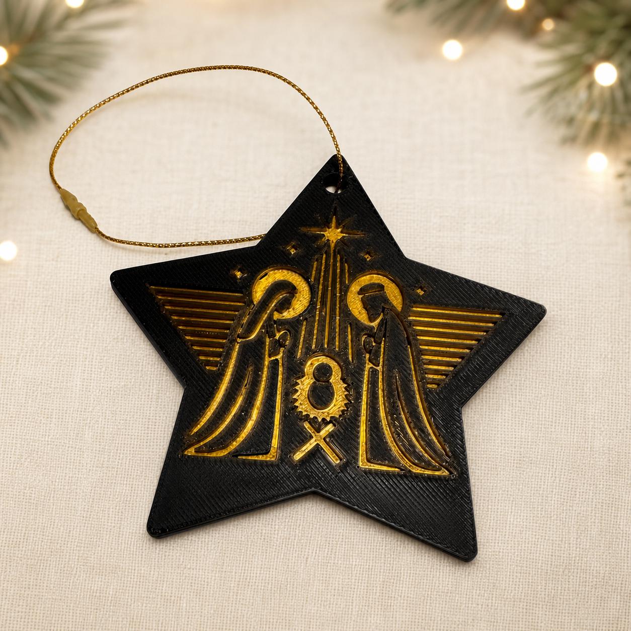 Nativity Scene Star Christmas Ornament