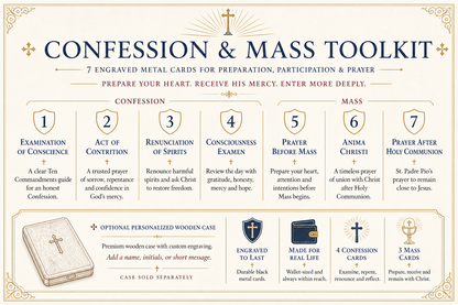 Confession & Mass Toolkit - 7 Premium Metal Holy Cards