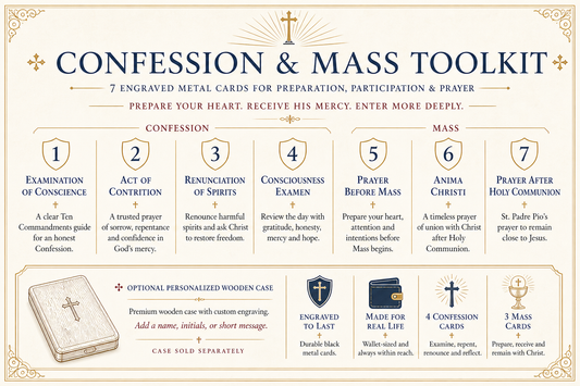 Confession & Mass Toolkit - 7 Premium Metal Holy Cards