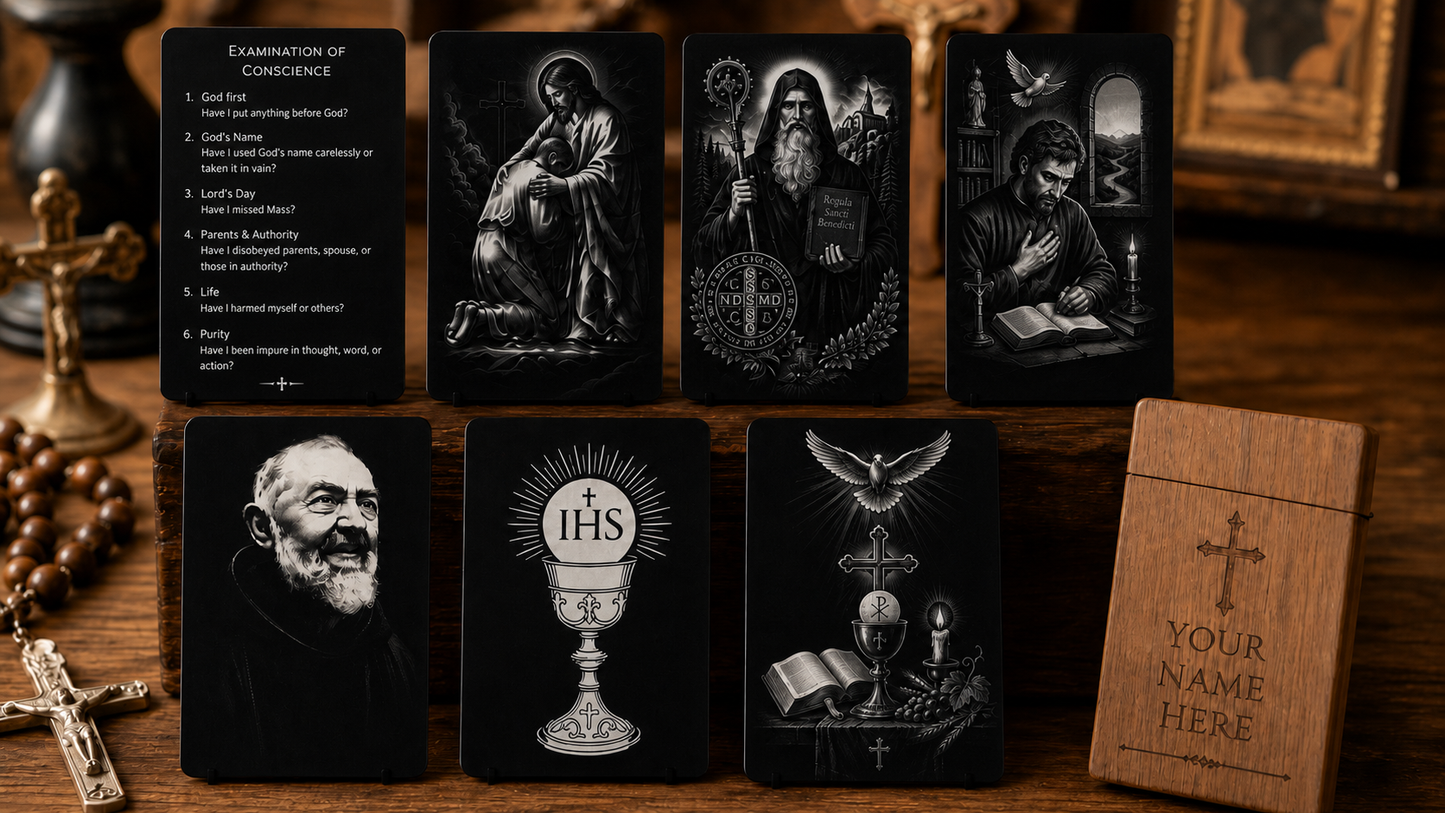 Confession & Mass Toolkit - 7 Premium Metal Holy Cards