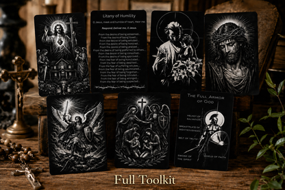 Full Toolkit — seven Catholic Father's Toolkit metal prayer cards without the wooden case