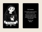 St. Faustina Kowalska metal prayer card — front and prayer back