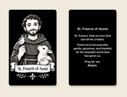 St. Francis of Assisi metal prayer card — front and prayer back