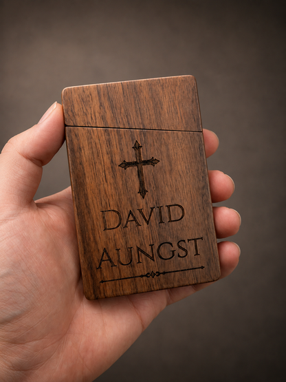 Personalized Wooden Metal Holy Card/ Business Card Case