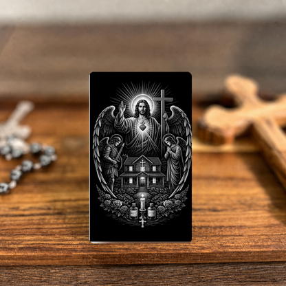 Home Blessing premium metal prayer card — clean-edge warm devotional mockup
