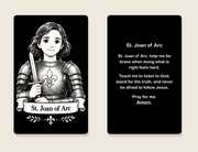 St. Joan of Arc metal prayer card — front and prayer back