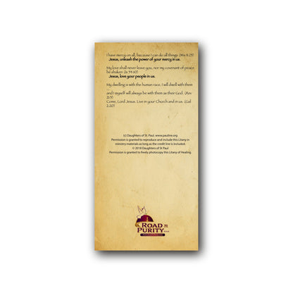 Litany for Healing and Hope in the Church - Prayer Card / 3" x 6" folded — back