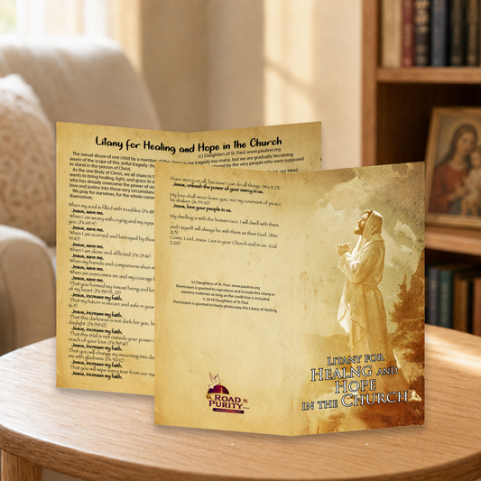 Litany for Healing and Hope in the Church - Prayer Card / 3" x 6" folded — home mockup