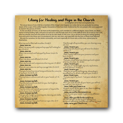 Litany for Healing and Hope in the Church - Prayer Card / 3" x 6" folded — inside