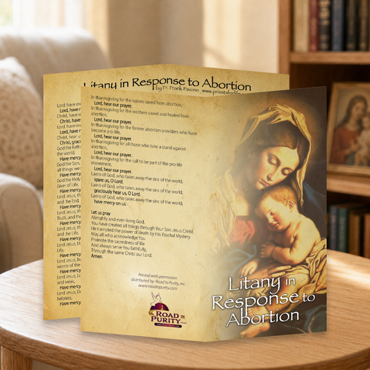 Litany in Response to Abortion  - Prayer Card / 3" x 6" folded — home mockup