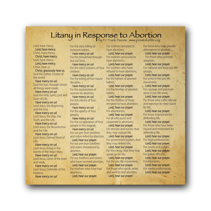 Litany in Response to Abortion  - Prayer Card / 3" x 6" folded — inside