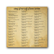 Litany of our Lady of Seven Sorrows  - Prayer Card / 3" x 6" folded — inside