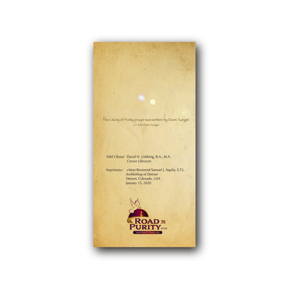 Litany of Purity - Prayer Card / 3" x 6" folded (w/Imprimatur) — back