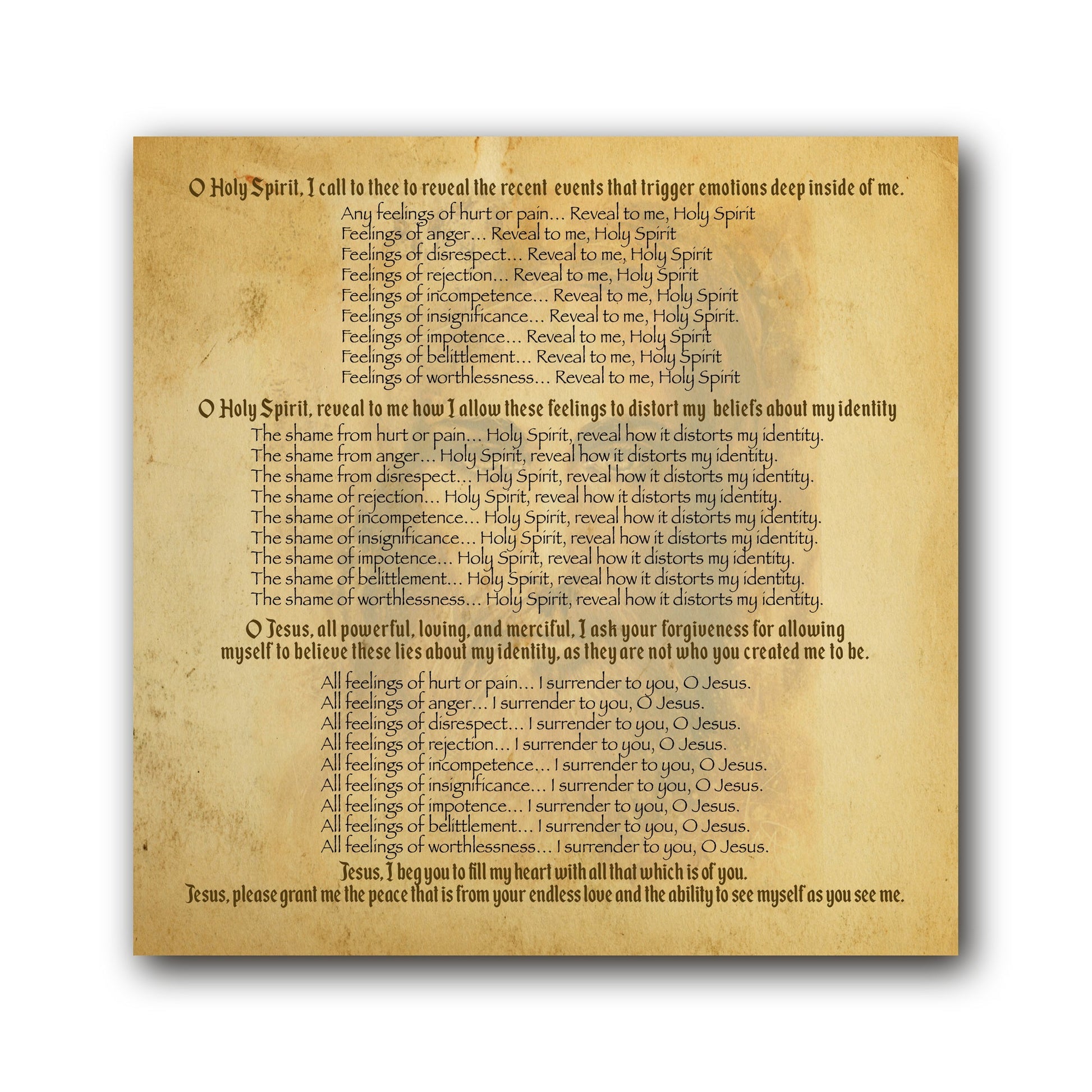 Litany of Purity - Prayer Card / 3" x 6" folded (w/Imprimatur) — inside