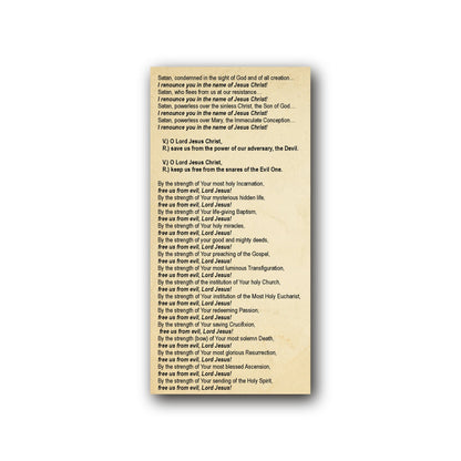 Litany of Spiritual Warfare - Prayer Card / 3" x 6" folded — back