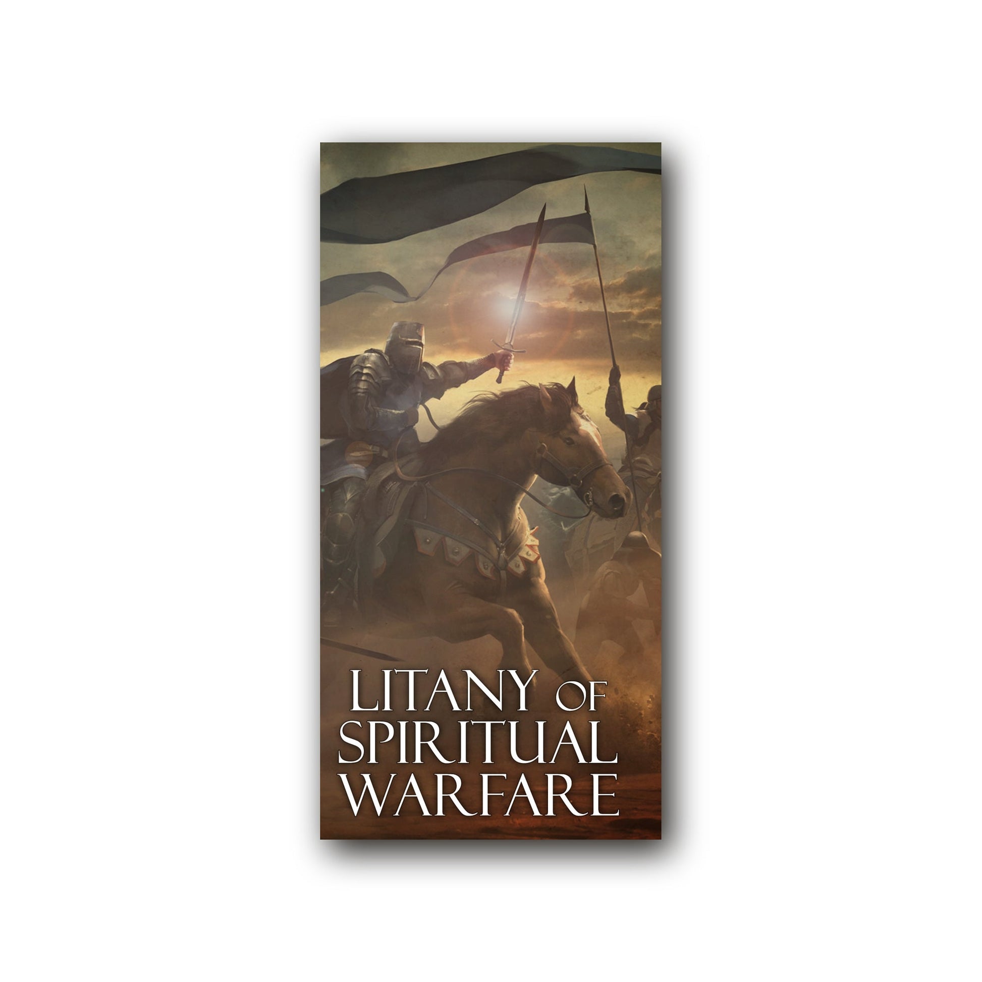 Litany of Spiritual Warfare - Prayer Card / 3" x 6" folded — front
