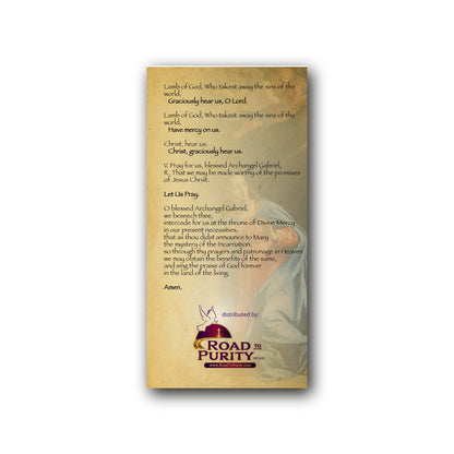 Litany of St Gabriel the Archangel  - Prayer Card / 3" x 6" folded — back