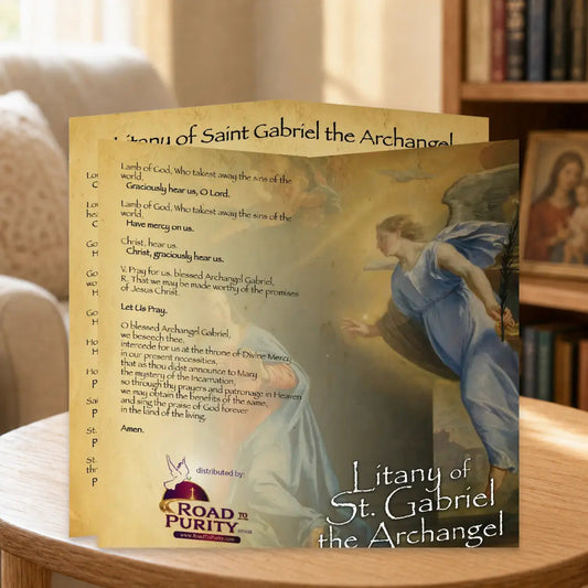 Litany of St Gabriel the Archangel  - Prayer Card / 3" x 6" folded — home mockup