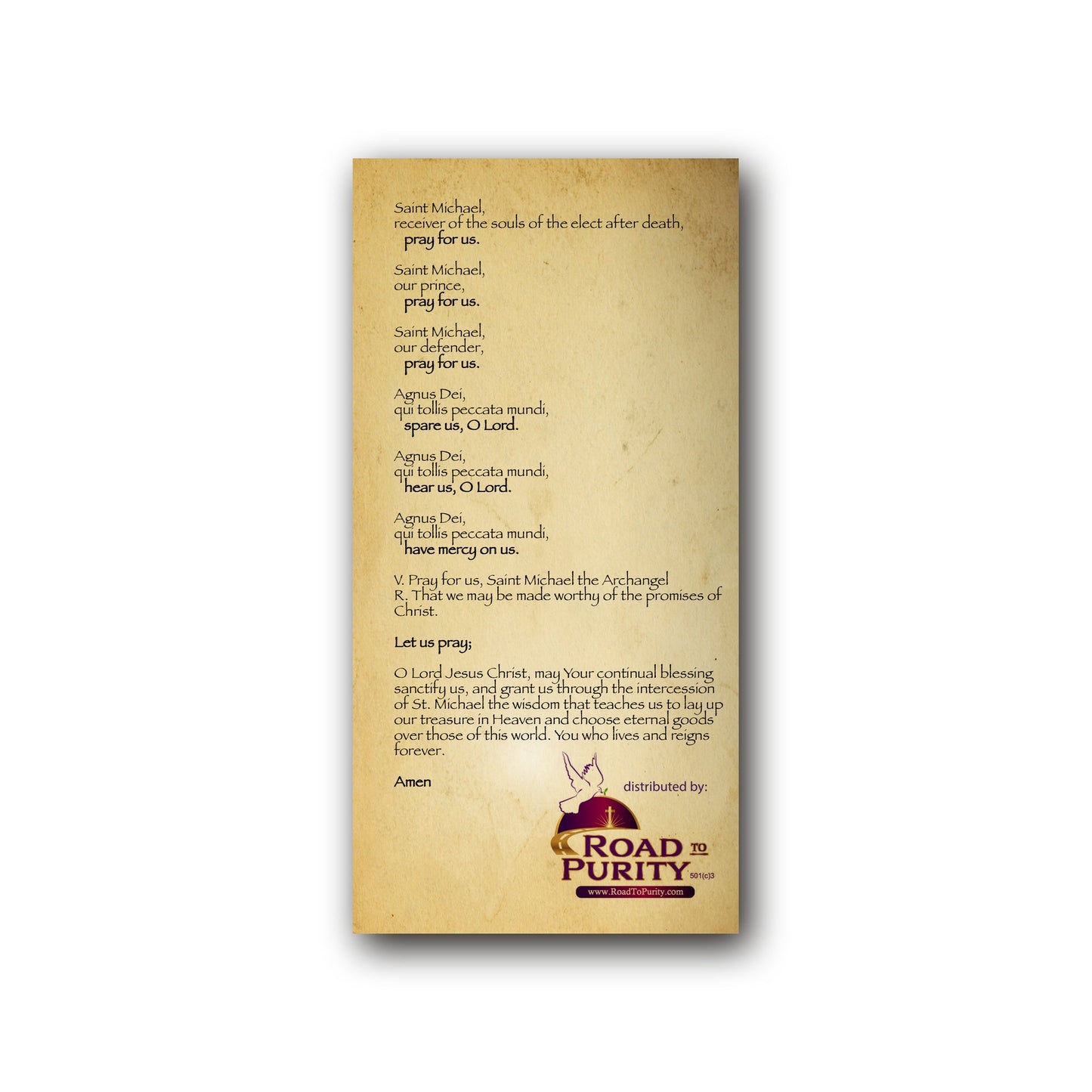 Litany of St Michael  - Prayer Card / 3" x 6" folded — back