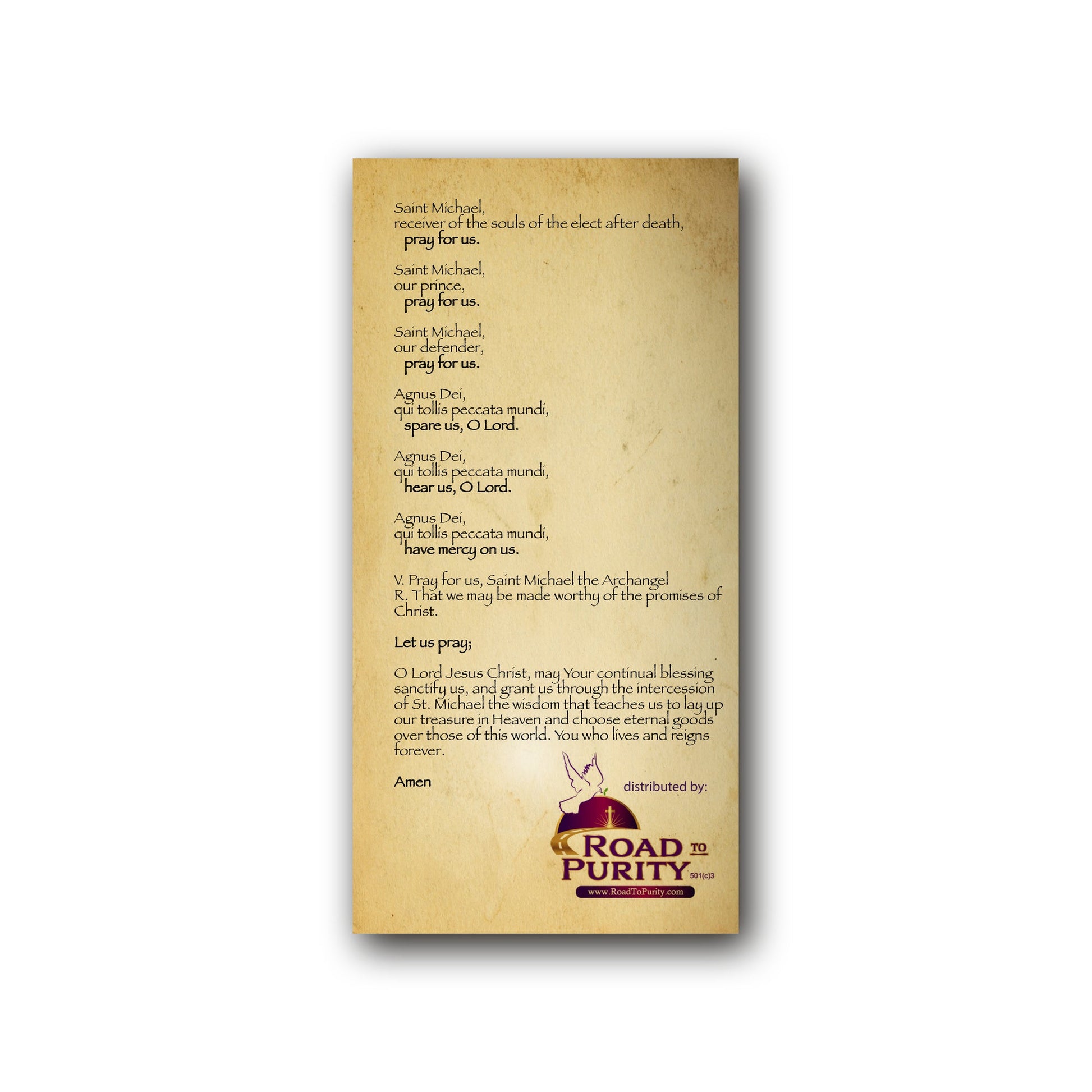 Litany of St Michael  - Prayer Card / 3" x 6" folded — back