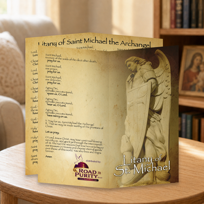 Litany of St Michael  - Prayer Card / 3" x 6" folded — home mockup