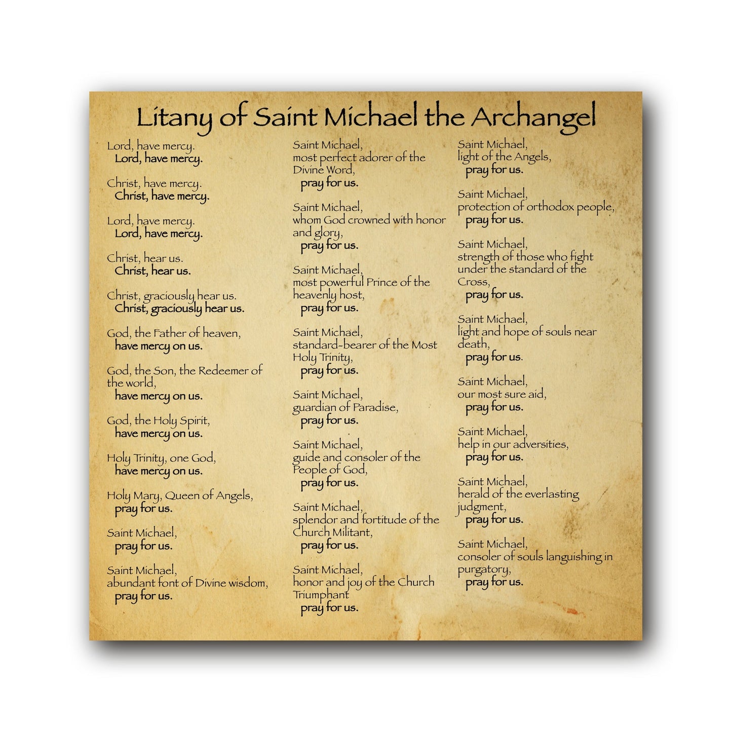 Litany of St Michael  - Prayer Card / 3" x 6" folded — inside