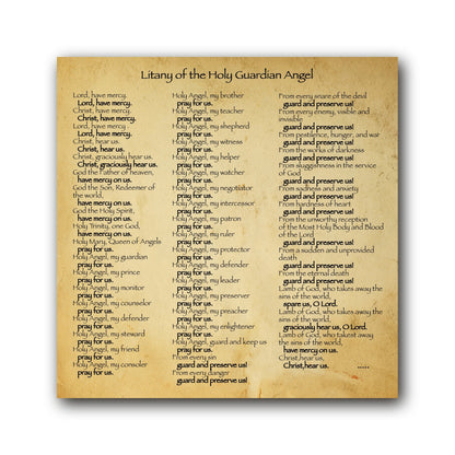 Litany of the Holy Guardian Angel - Prayer Card / 3" x 6" folded — inside