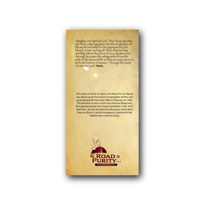 Litany of the Most Precious Blood of Jesus Christ - Prayer Card / 3" x 6" folded — back