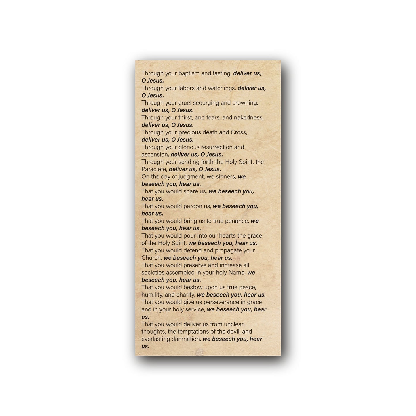 Litany of the Passion  - Prayer Card / 3" x 6" folded — back