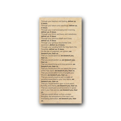 Litany of the Passion  - Prayer Card / 3" x 6" folded — back