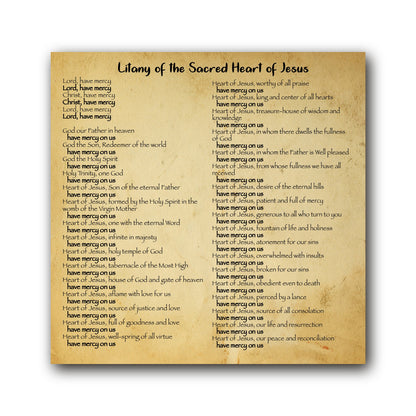 Litany of the Sacred Heart of Jesus - Prayer Card / 3" x 6" folded — inside