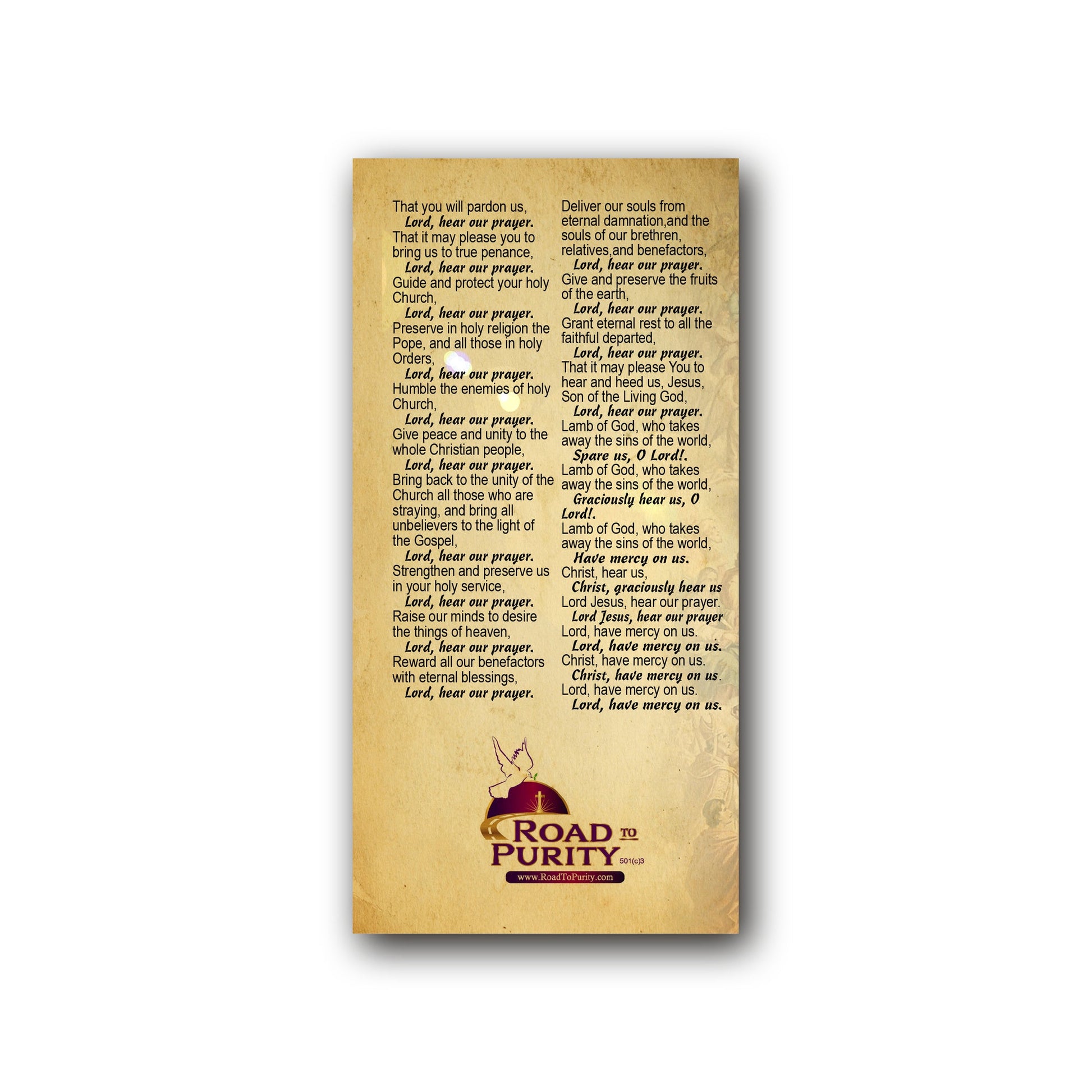 Litany of the Saints - Prayer Card / 3" x 6" folded — back