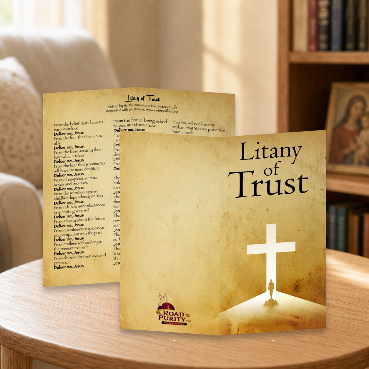 Litany of Trust - Prayer Card / 3" x 6" folded — home mockup