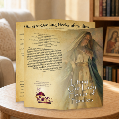 Litany to Our Lady Healer of Families  - Prayer Card / 3" x 6" folded — home mockup