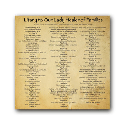 Litany to Our Lady Healer of Families  - Prayer Card / 3" x 6" folded — inside