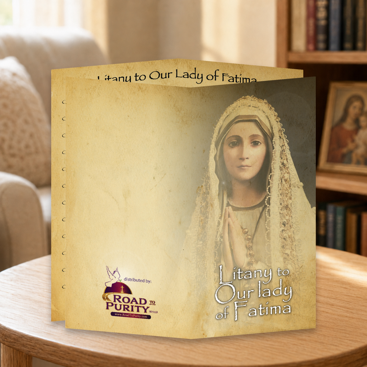 Litany to Our Lady of Fatima  - Prayer Card / 3" x 6" folded — home mockup