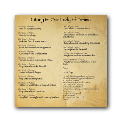 Litany to Our Lady of Fatima  - Prayer Card / 3" x 6" folded — inside