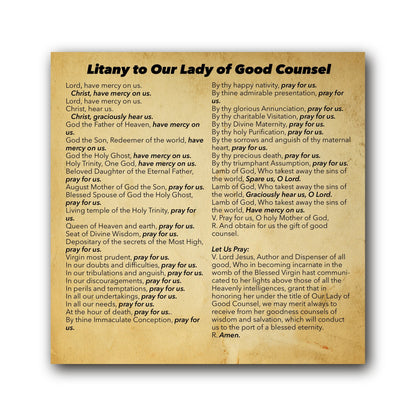 Litany to Our Lady of Good Counsel  - Prayer Card / 3" x 6" folded — inside