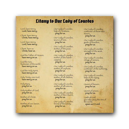 Litany to Our Lady of Lourdes  - Prayer Card / 3" x 6" folded — inside