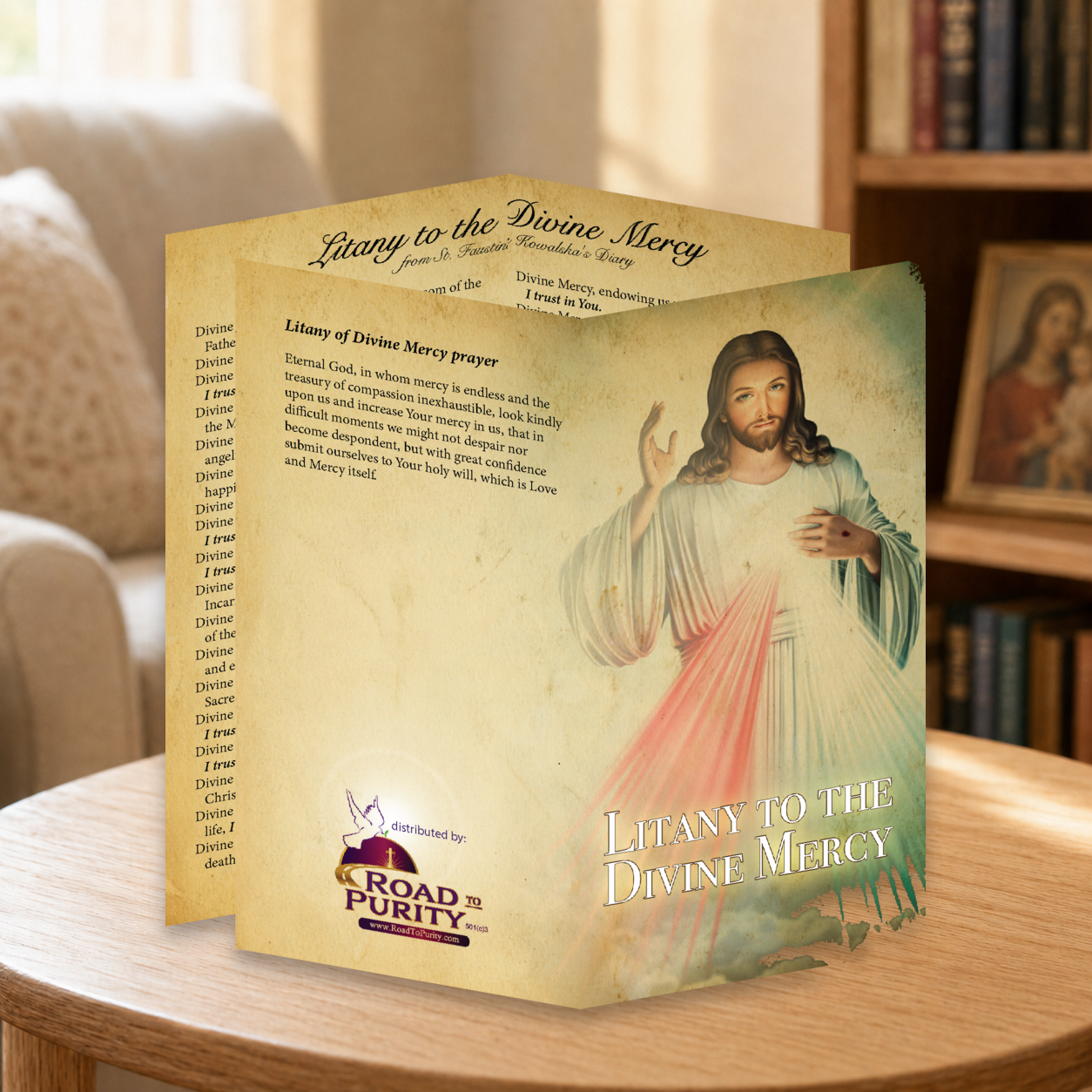 Litany to the Divine Mercy  - Prayer Card / 3" x 6" folded — home mockup