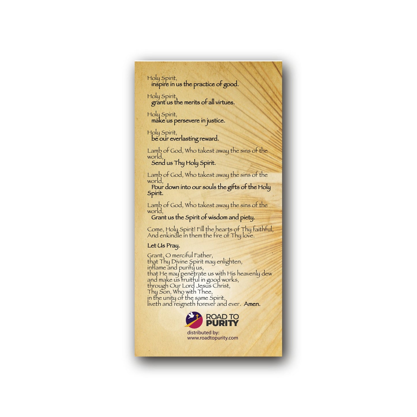 Litany to the Holy Spirit  - Prayer Card / 3" x 6" folded — back
