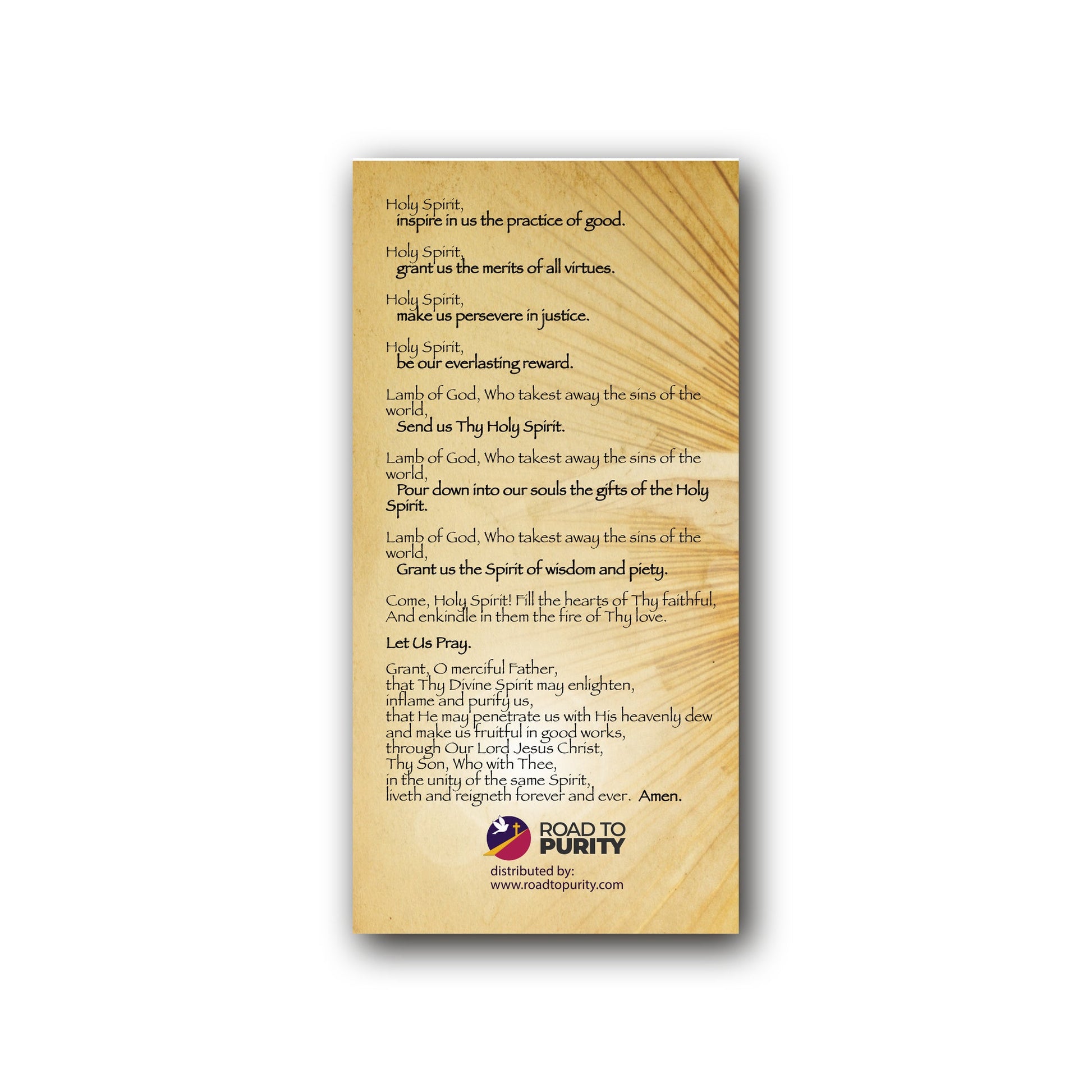 Litany to the Holy Spirit  - Prayer Card / 3" x 6" folded — back