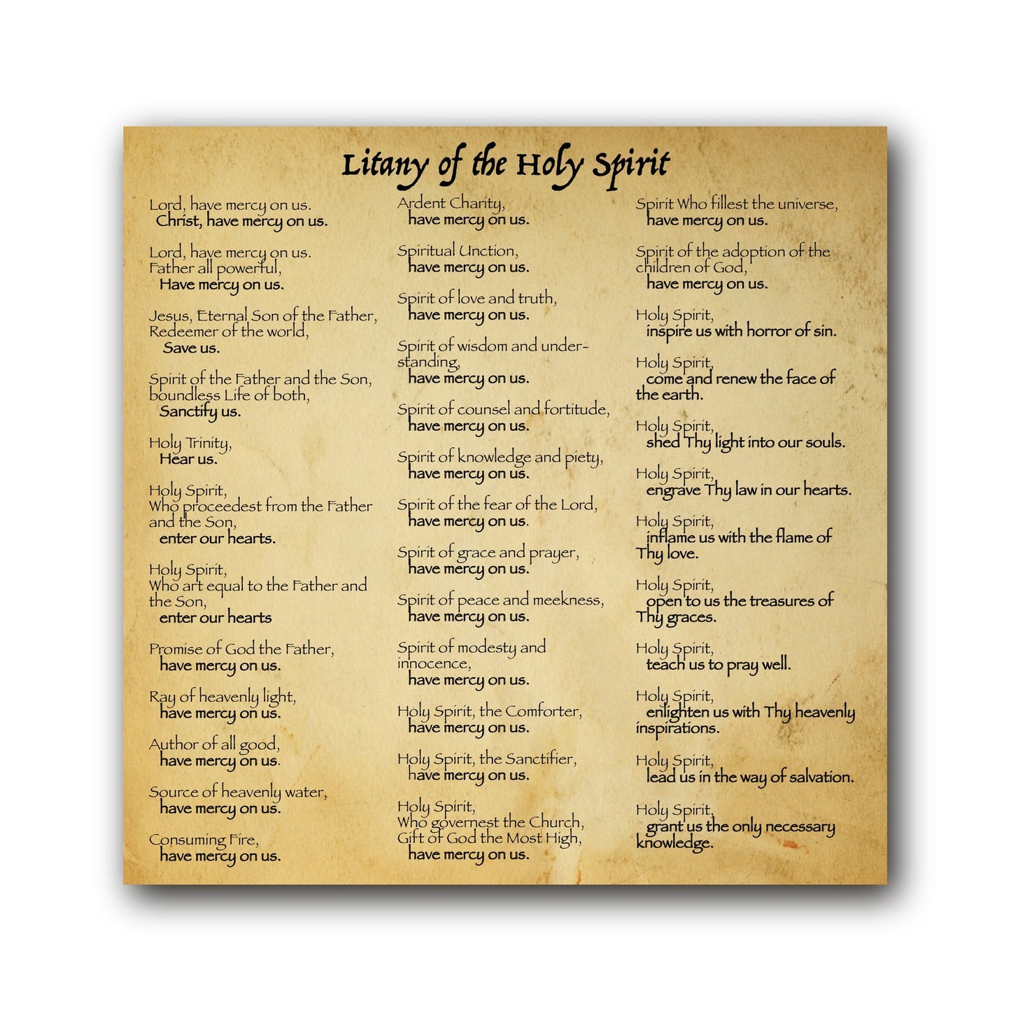Litany to the Holy Spirit  - Prayer Card / 3" x 6" folded — inside