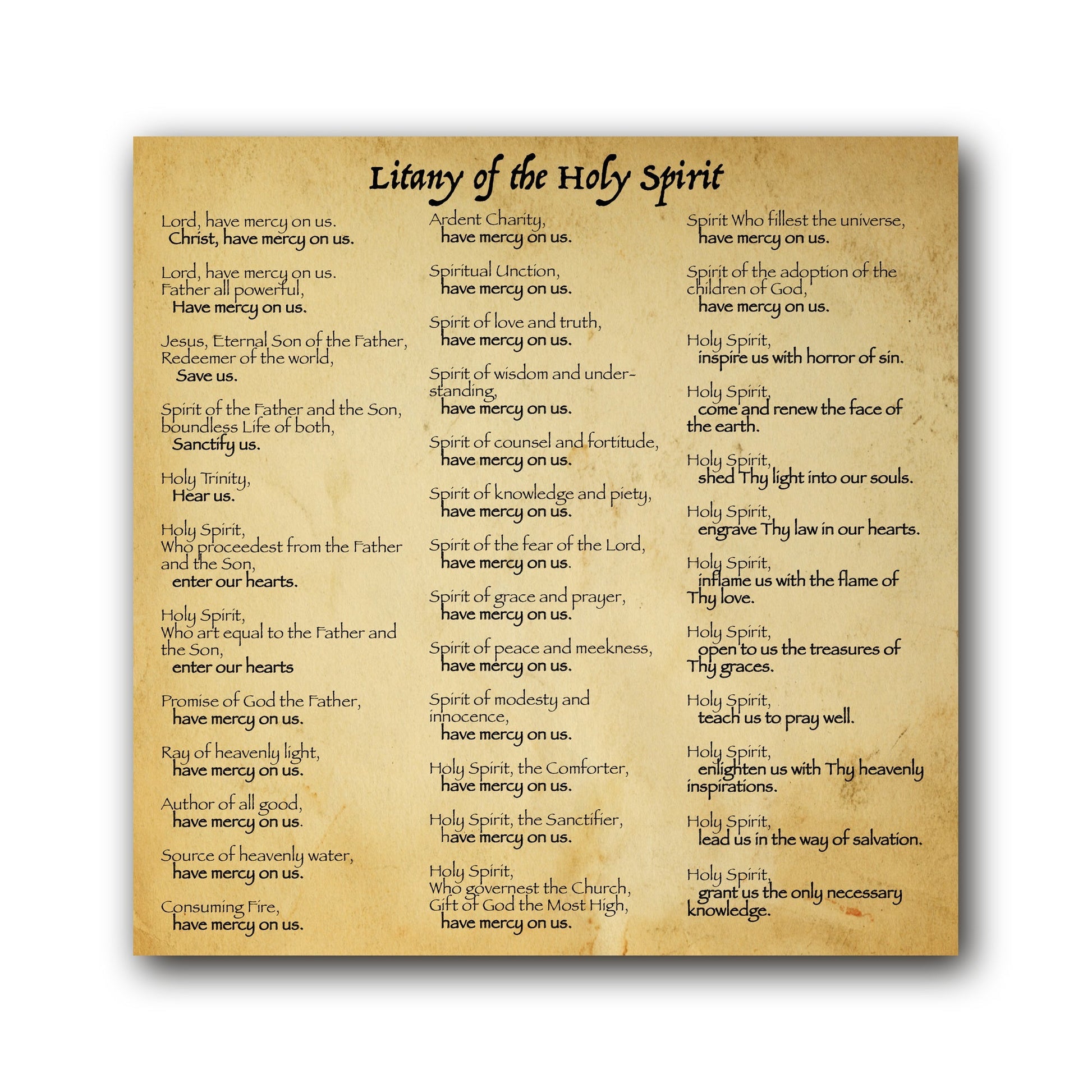Litany to the Holy Spirit  - Prayer Card / 3" x 6" folded — inside