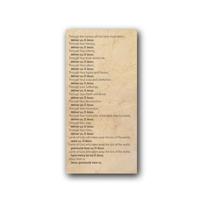 Litany to the Most Holy Name of Jesus  - Prayer Card / 3" x 6" folded — back