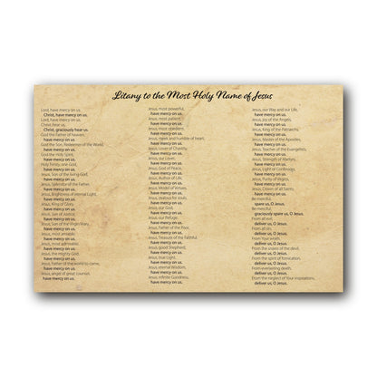 Litany to the Most Holy Name of Jesus  - Prayer Card / 3" x 6" folded — inside