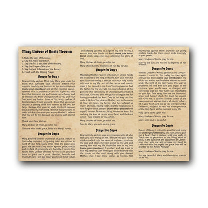 Mary Undoer of Knots novena  - Prayer Card / 3" x 6" folded — inside