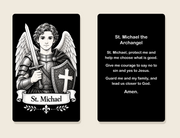 St. Michael the Archangel metal prayer card — front and prayer back
