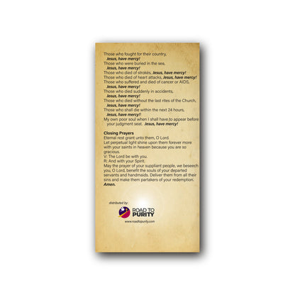 NEW! Litany for Holy Souls in Purgatory  - Prayer Card / 3" x 6" folded — back